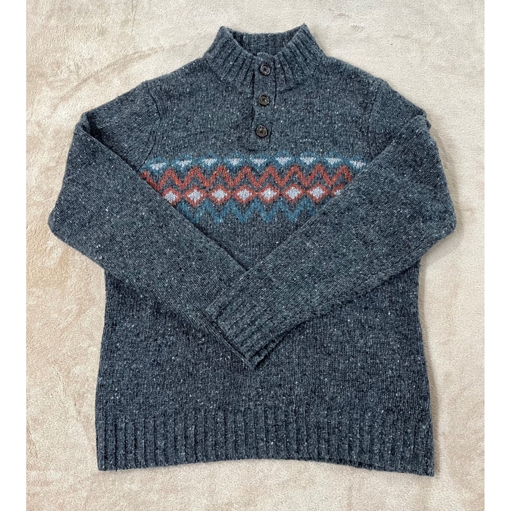 Smartwool Heavy Henley Sweater Men's M Charcoal Heather Pullover Long Sleeve EUC
